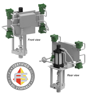 pneumatic trip system front view and rear view and SIL logo