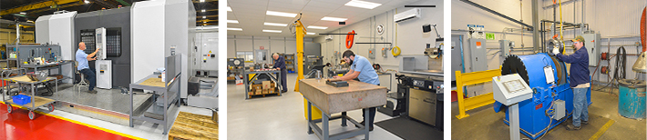 collage of bearing manufacturing center photos